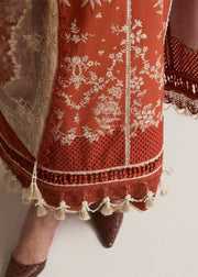 Hussain Rehar Embroidered Luxury Lawn Unstitched 3Pc Suit D-08 SIENNA