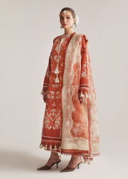 Hussain Rehar Embroidered Luxury Lawn Unstitched 3Pc Suit D-08 SIENNA