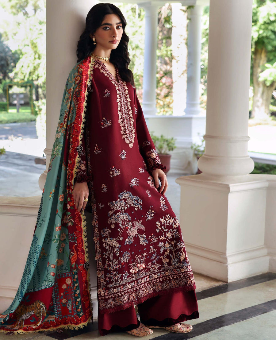 Republic Womenswear Amaris Unstitched Karandi 3Pc Suit D-04 Sienna