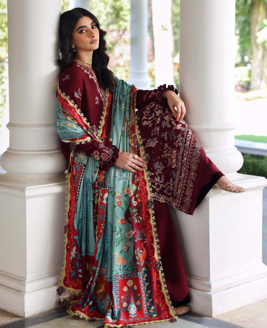 Republic Womenswear Amaris Unstitched Karandi 3Pc Suit D-04 Sienna