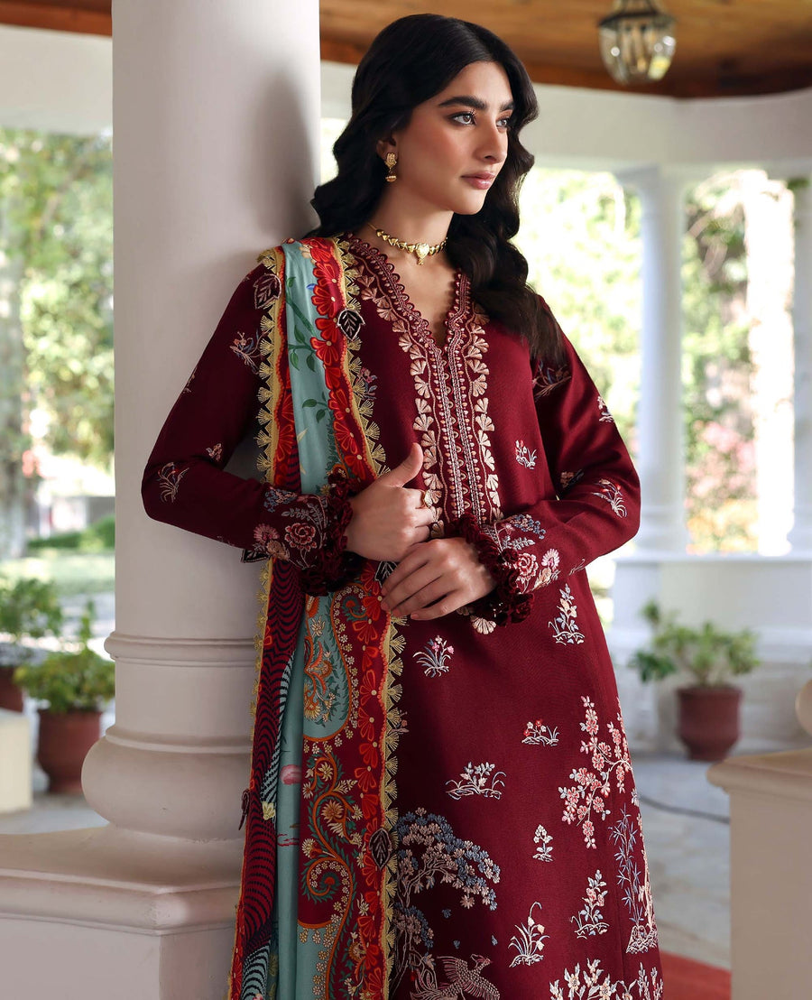Republic Womenswear Amaris Unstitched Karandi 3Pc Suit D-04 Sienna