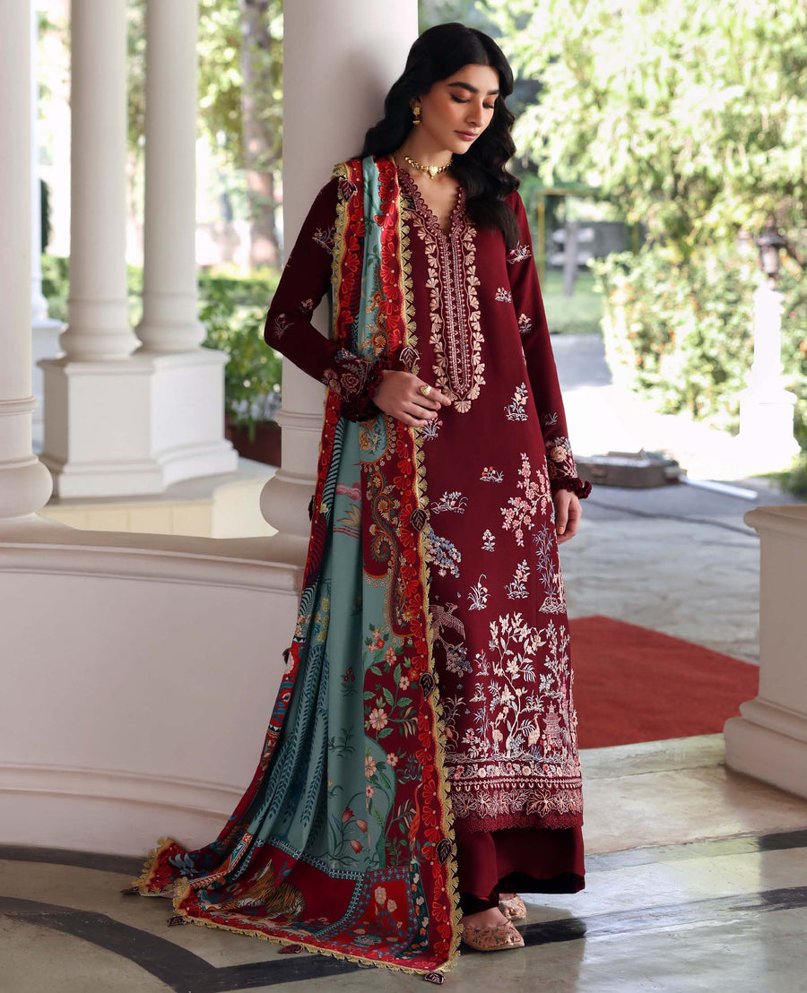 Republic Womenswear Amaris Unstitched Karandi 3Pc Suit D-04 Sienna