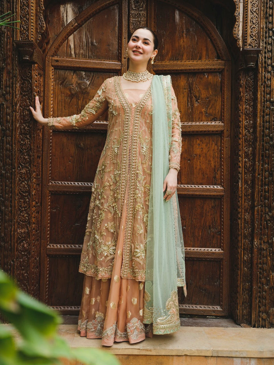 Saira Shakira Embroidered Net Unstitched Wedding Suit - SIENNA