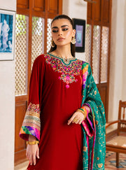 Zainab Chottani Embroidered Velvet Unstitched 3Pc Suit - Sifa