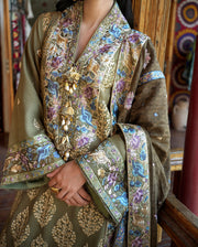Mushq Broadway Embroidered Jacquard Unstitched 3Pc Suit - Silk Road