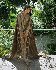 Mushq Broadway Embroidered Jacquard Unstitched 3Pc Suit - Silk Road