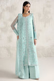 Farasha Embroidered Luxury Chiffon Unstitched 3Pc Suit - Silken Azure