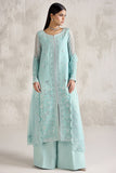Farasha Embroidered Luxury Chiffon Unstitched 3Pc Suit - Silken Azure
