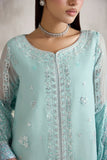 Farasha Embroidered Luxury Chiffon Unstitched 3Pc Suit - Silken Azure