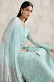 Farasha Embroidered Luxury Chiffon Unstitched 3Pc Suit - Silken Azure