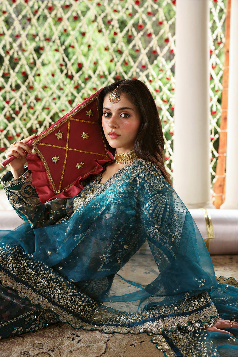 Afrozeh Shehnai Embroidered Organza Unstitched 3Pc Suit AFS-25-10 SITARA