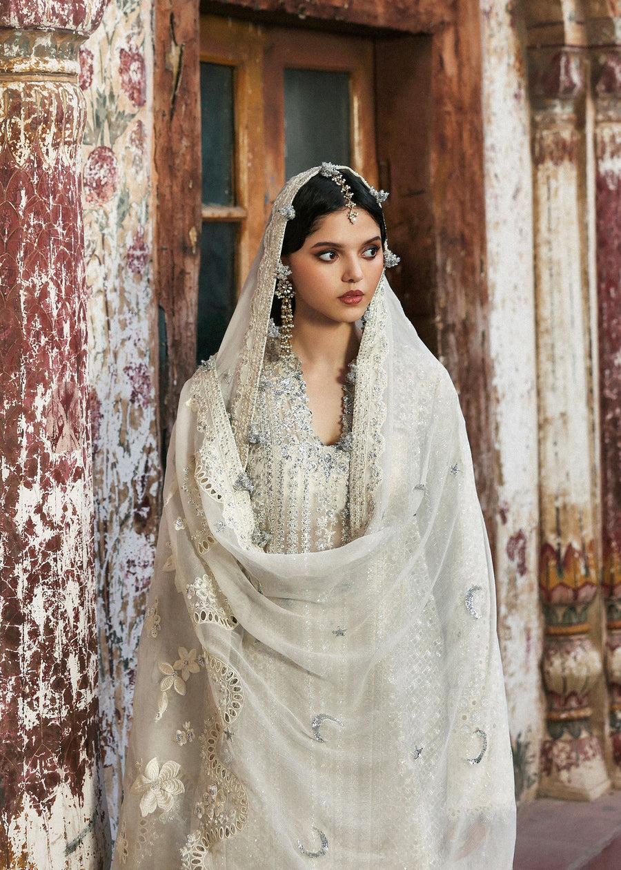 Hussain Rehar Massarat Embroidered Organza Unstitched 3Pc Suit - Sitara