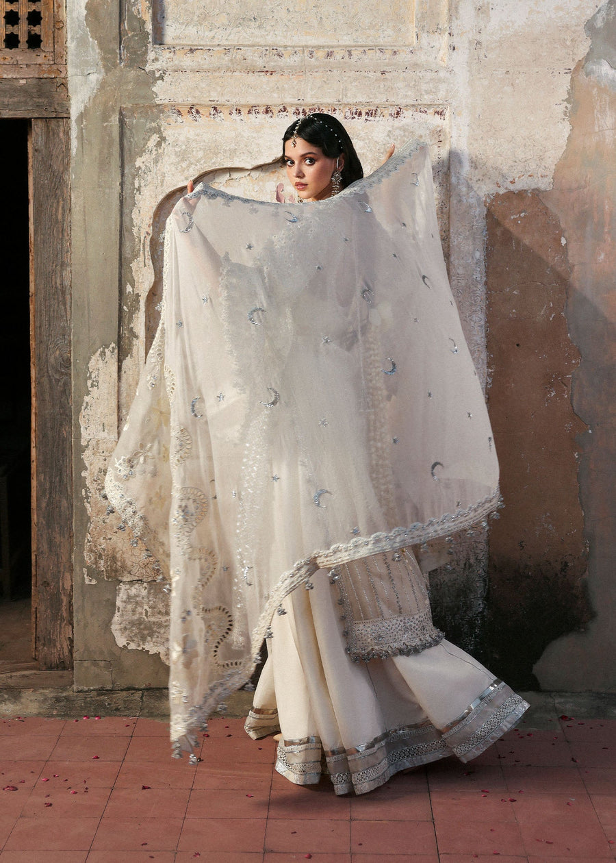 Hussain Rehar Massarat Embroidered Organza Unstitched 3Pc Suit - Sitara