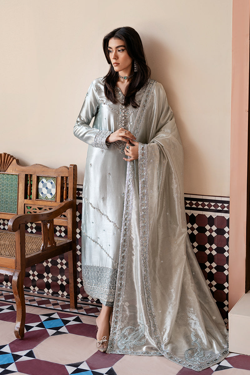 Mushq Sunehri Ramsha Edit Zari Tissue Silk Stitched 3Pc Suit - Sitareh