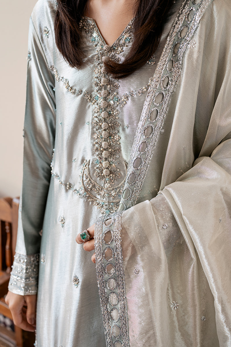 Mushq Sunehri Ramsha Edit Zari Tissue Silk Stitched 3Pc Suit - Sitareh