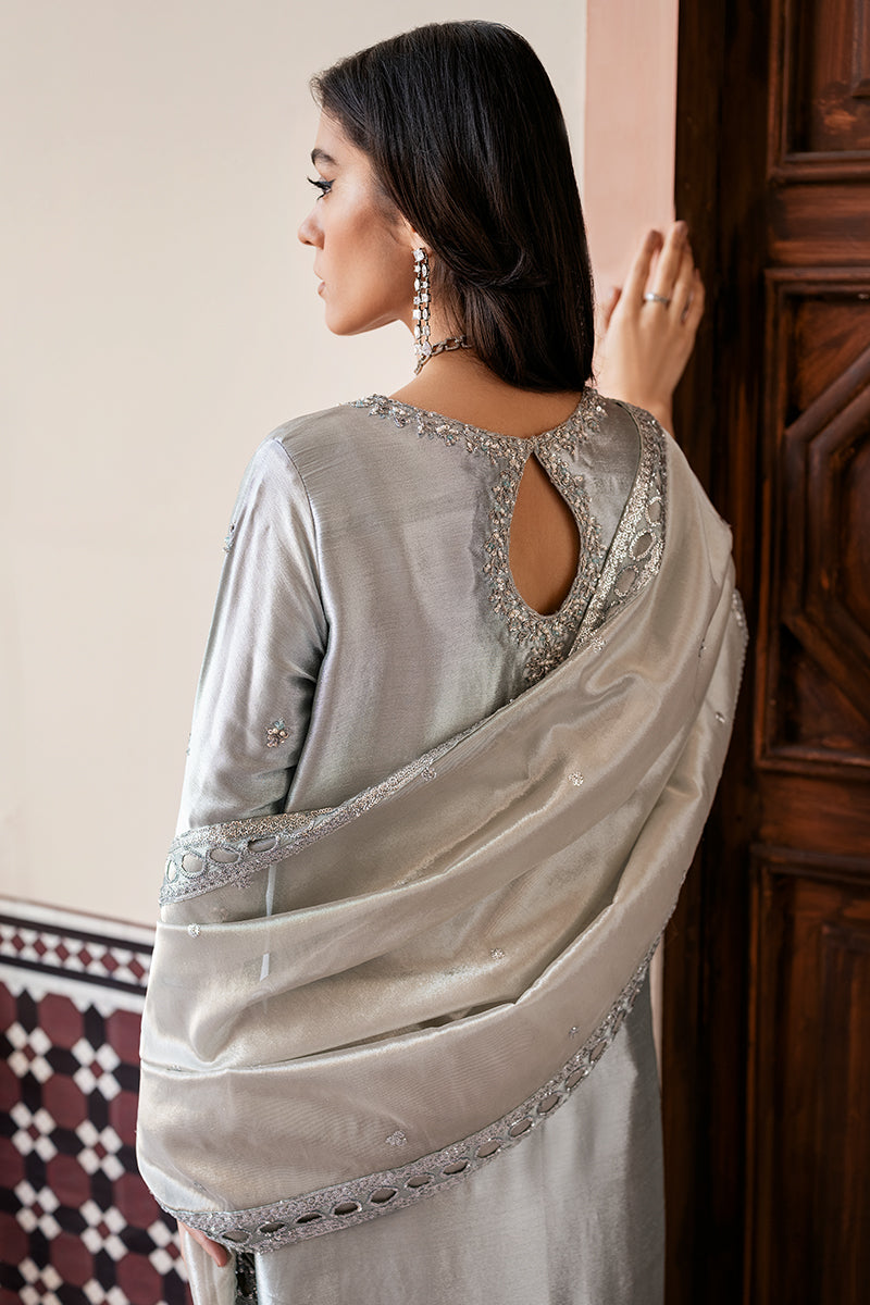 Mushq Sunehri Ramsha Edit Zari Tissue Silk Stitched 3Pc Suit - Sitareh