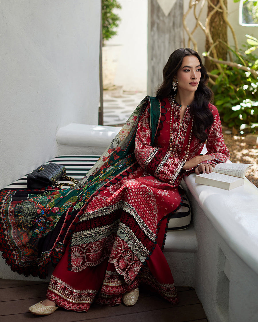 Liliana by Faiza Saqlain Embroidered Lawn Unstitched 3Pc Suit - Sivana