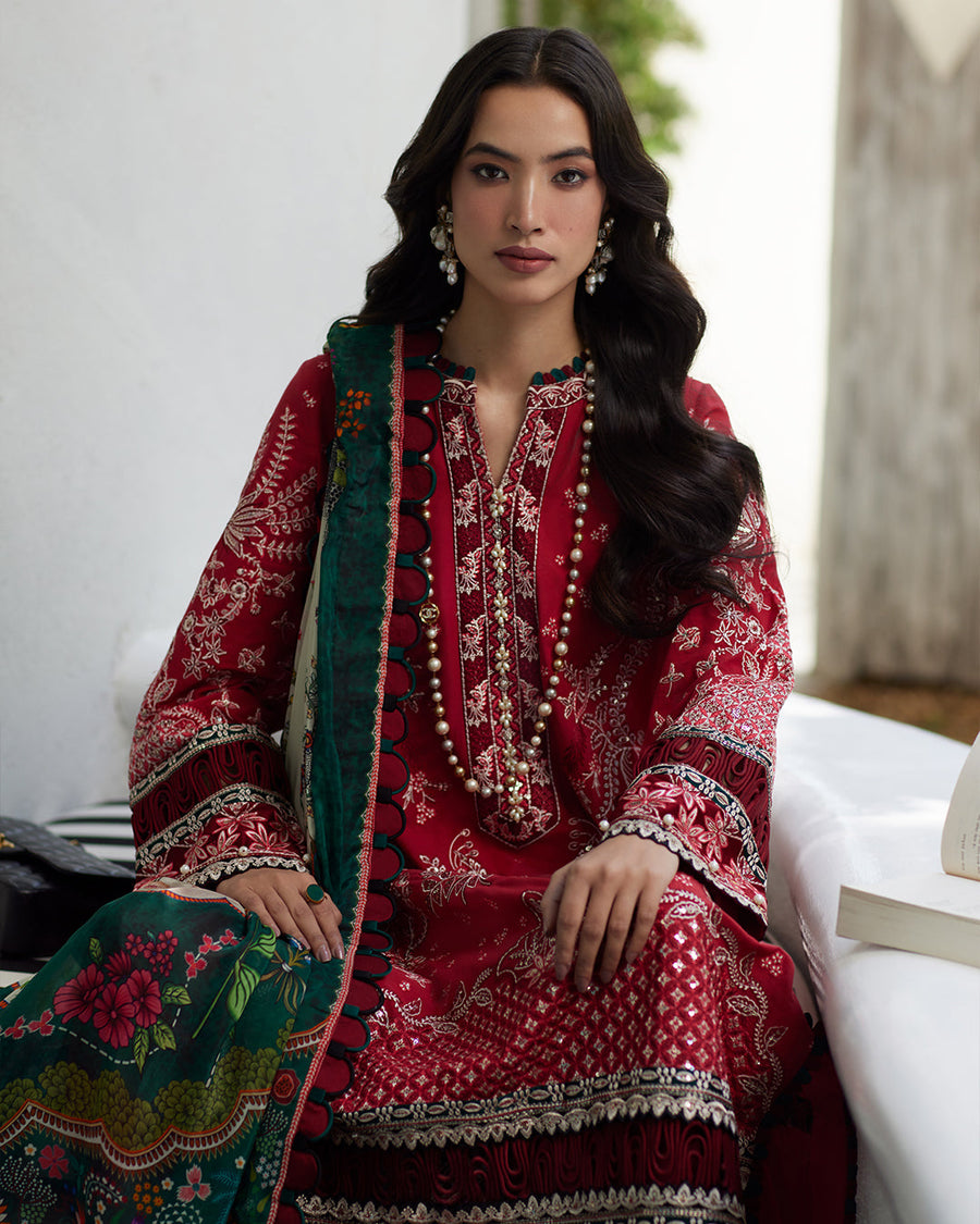Liliana by Faiza Saqlain Embroidered Lawn Unstitched 3Pc Suit - Sivana