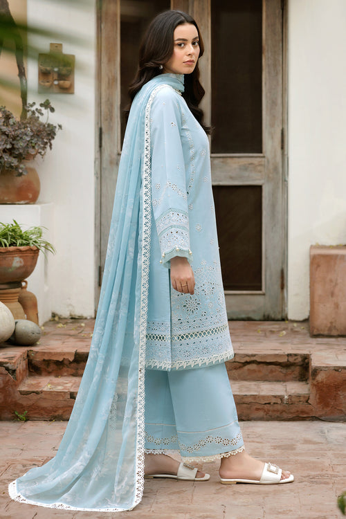 Farasha Summer Essentials Embroidered Lawn Unstitched 3Pc Suit - Sky Haze