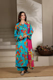 Feathers Premium Printed Lawn Unstitched 3Pc Suit Sky Petals-FT650