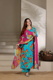 Feathers Premium Printed Lawn Unstitched 3Pc Suit Sky Petals-FT650