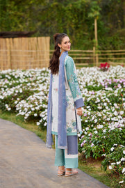 Farasha Summer Co Ords Printed Lawn Unstitched 3Pc Suit - Sky Reverie