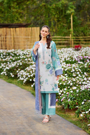 Farasha Summer Co Ords Printed Lawn Unstitched 3Pc Suit - Sky Reverie
