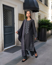 Meet Me In Istanbul by Rang Rasiya Unstitched Linen 3Pc Suit - SLATE