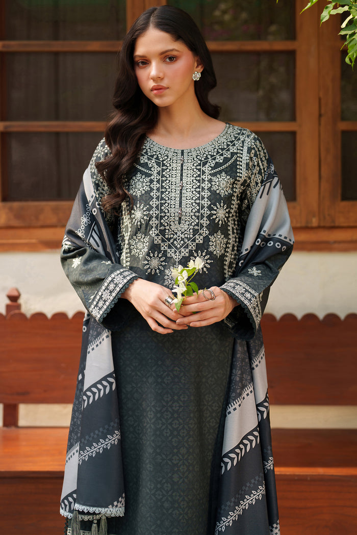 Farasha Meline Embroidered Viscose Unstitched 3Pc Suit - Slate Gray