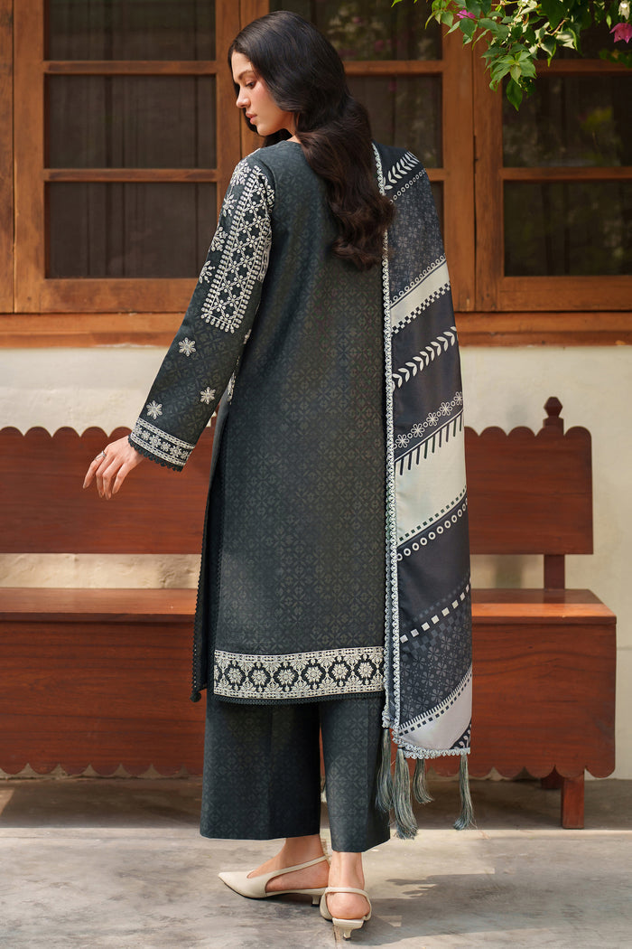 Farasha Meline Embroidered Viscose Unstitched 3Pc Suit - Slate Gray