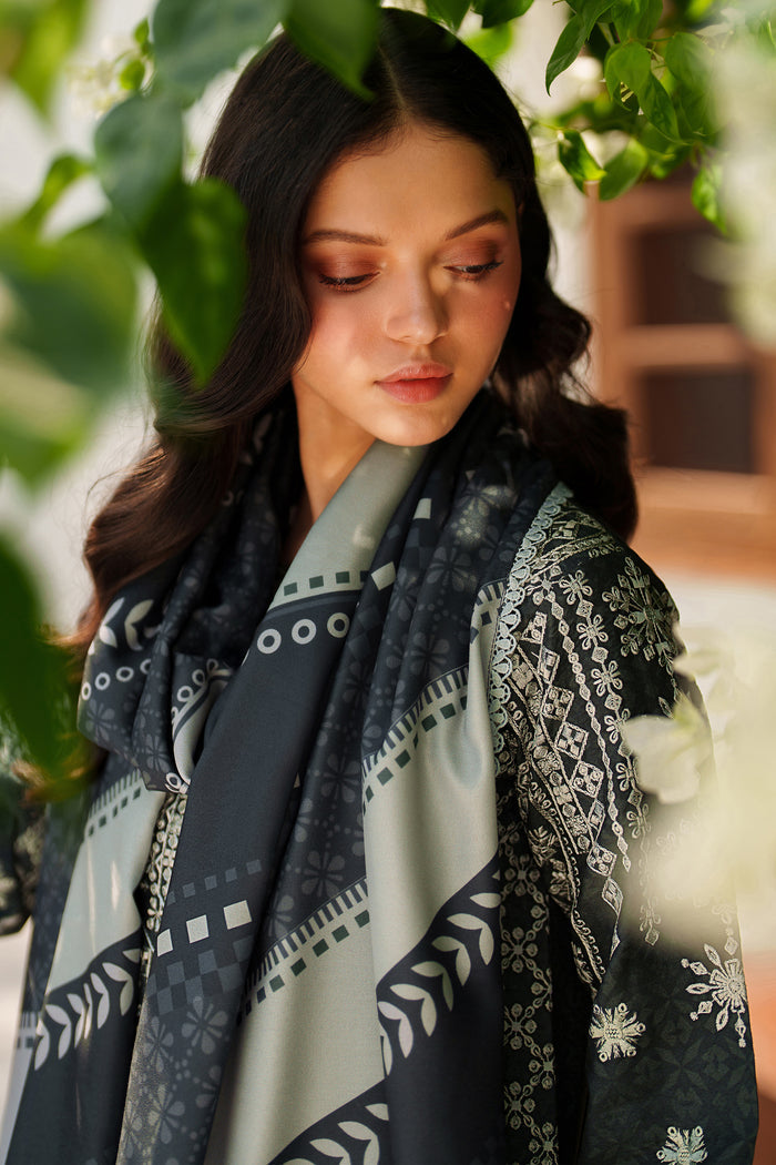 Farasha Meline Embroidered Viscose Unstitched 3Pc Suit - Slate Gray