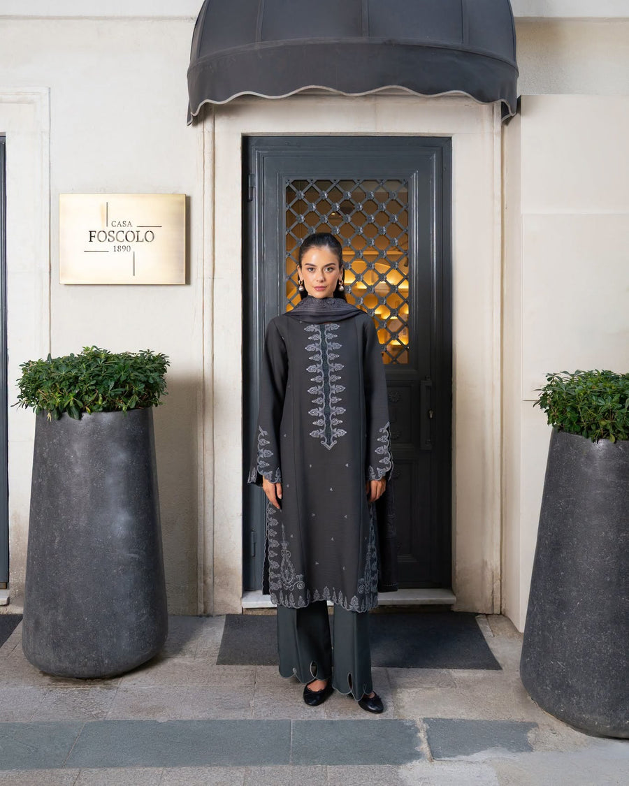 Meet Me In Istanbul by Rang Rasiya Unstitched Linen 3Pc Suit - SLATE