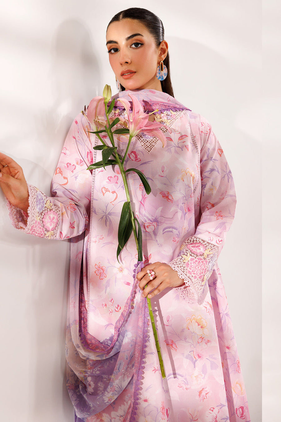 Farasha Summer Essentials Embroidered Lawn Unstitched 3Pc Suit - Soft Aura
