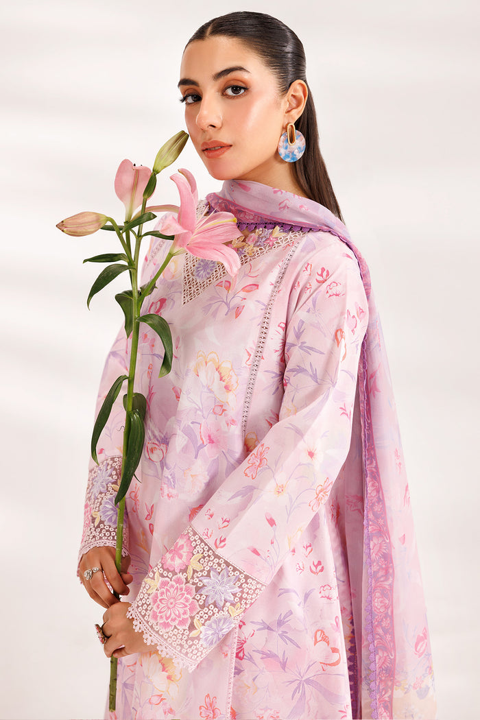 Farasha Summer Essentials Embroidered Lawn Unstitched 3Pc Suit - Soft Aura