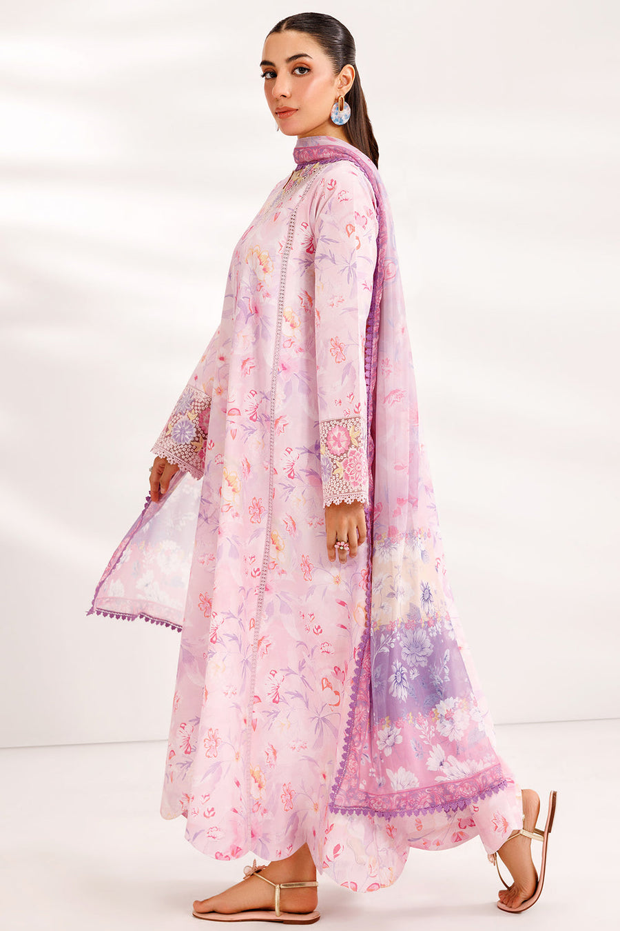 Farasha Summer Essentials Embroidered Lawn Unstitched 3Pc Suit - Soft Aura