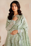 Farasha Luxury Embroidered Chiffon Unstitched 3Pc Suit - Soft Fern