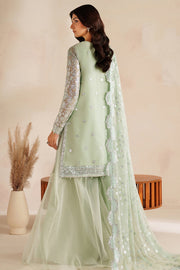 Farasha Luxury Embroidered Chiffon Unstitched 3Pc Suit - Soft Fern