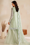 Farasha Luxury Embroidered Chiffon Unstitched 3Pc Suit - Soft Fern