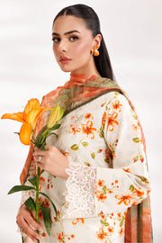 Farasha Summer Essentials Embroidered Lawn Unstitched 3Pc Suit - Soft Marigold