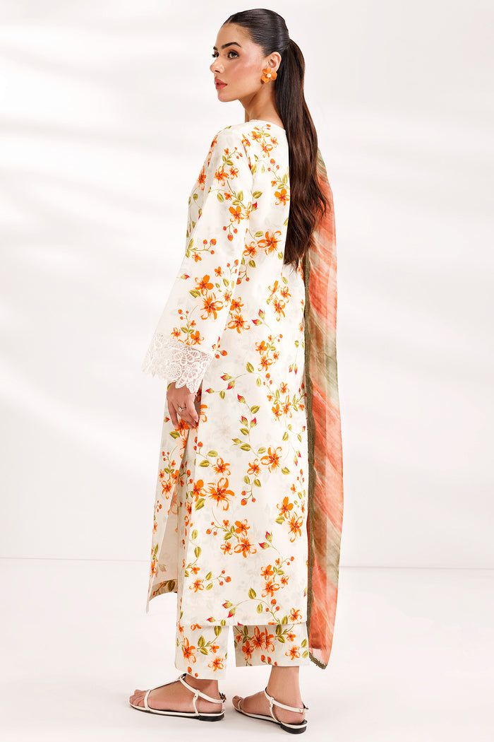 Farasha Summer Essentials Embroidered Lawn Unstitched 3Pc Suit - Soft Marigold
