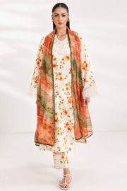 Farasha Summer Essentials Embroidered Lawn Unstitched 3Pc Suit - Soft Marigold
