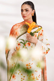 Farasha Summer Essentials Embroidered Lawn Unstitched 3Pc Suit - Soft Marigold