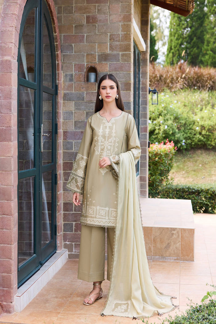 Farasha Sorine Summer Embroidered Lawn Unstitched 3Pc Suit - Soft Slate