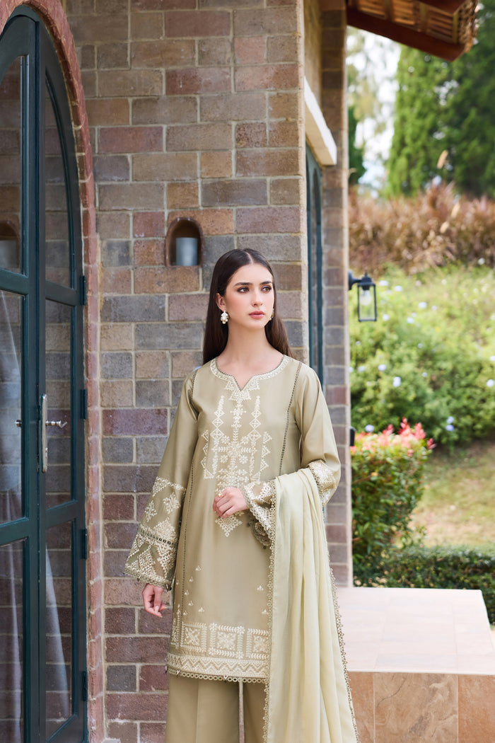 Farasha Sorine Summer Embroidered Lawn Unstitched 3Pc Suit - Soft Slate