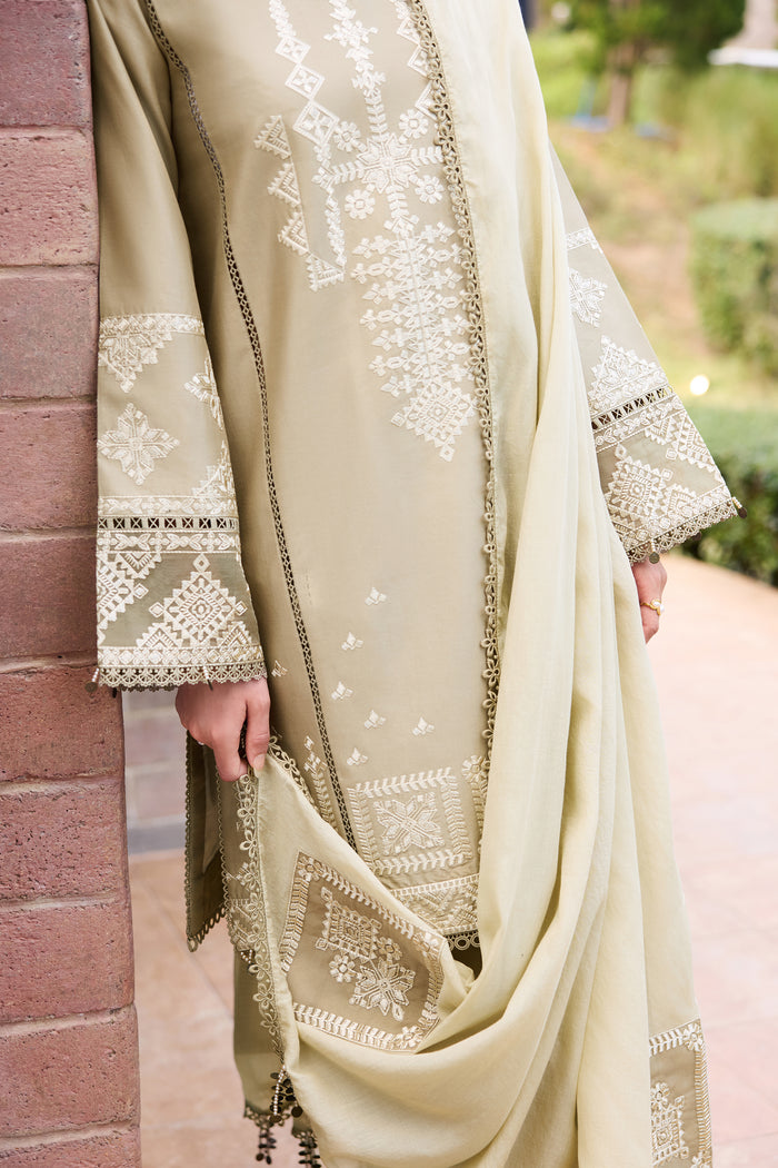 Farasha Sorine Summer Embroidered Lawn Unstitched 3Pc Suit - Soft Slate
