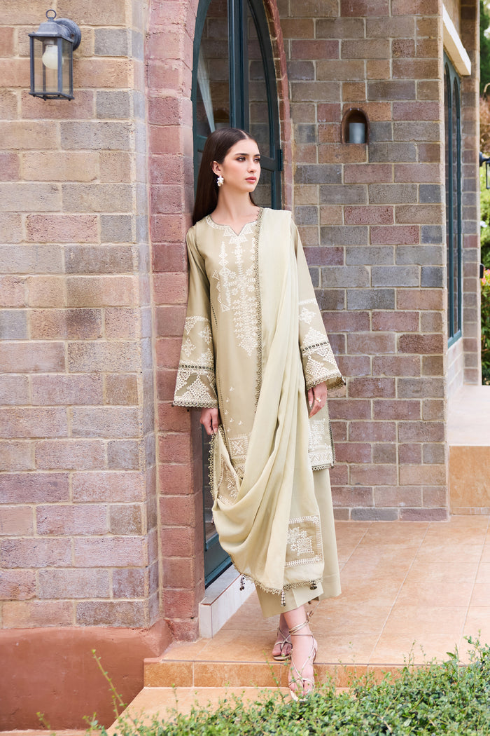 Farasha Sorine Summer Embroidered Lawn Unstitched 3Pc Suit - Soft Slate