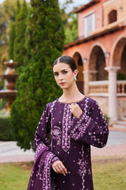 Farasha Sorine Summer Embroidered Lawn Unstitched 3Pc Suit - Soft Violet
