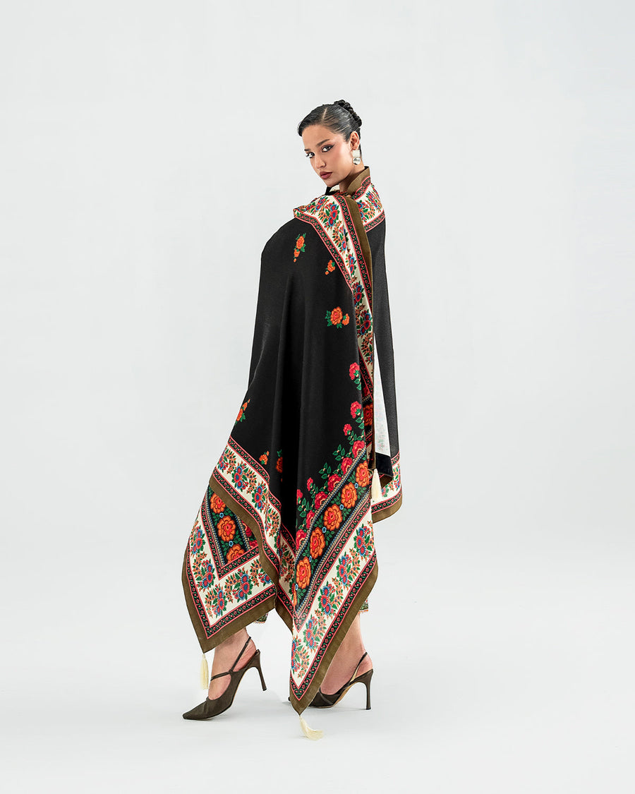 Jugnu Lahore Womenswear Embroidered Khaddar Unstitched 3Pc Suit - SONI