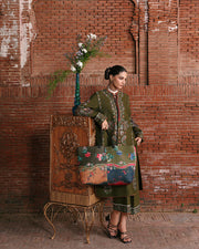 Jugnu Lahore Womenswear Embroidered Khaddar Unstitched 3Pc Suit - SONI