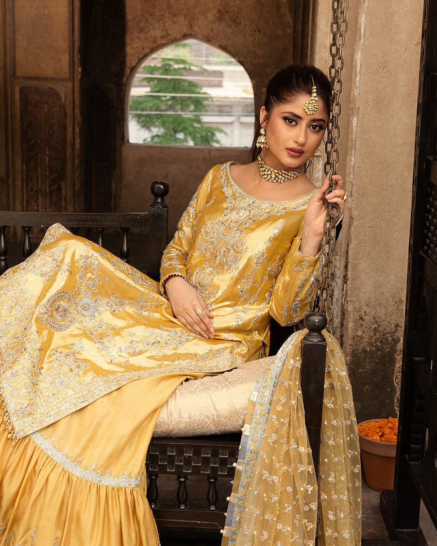 Nira by Faiza Saqlain Embroidered Shimmer Unstitched 3Pc Suit - SOZAN